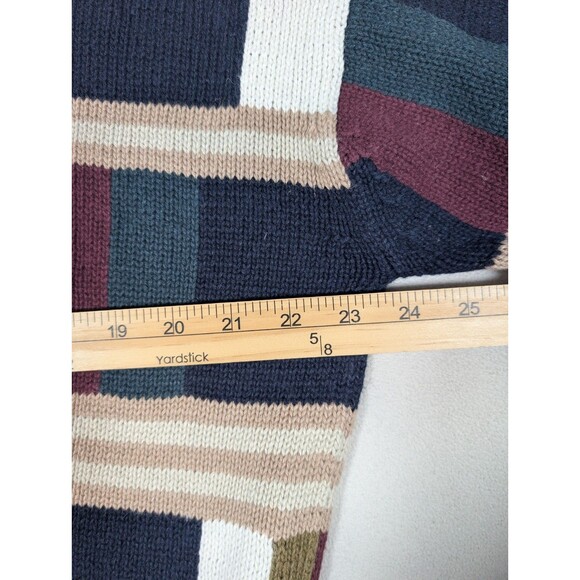 Vtg 90s Bachrach Sweater Men XL Multicolor Geometric Heavyweight Color Block - Picture 4 of 6